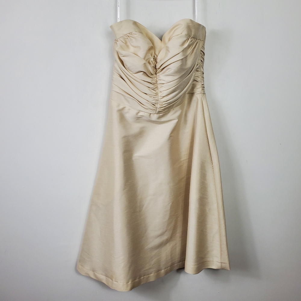Alfred Sung Champagne Strapless Dress Womens Size 8 Sweetheart Y2K Neutral Prom